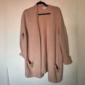 Caslon XxL Cozy Pink Open-Front Sweater